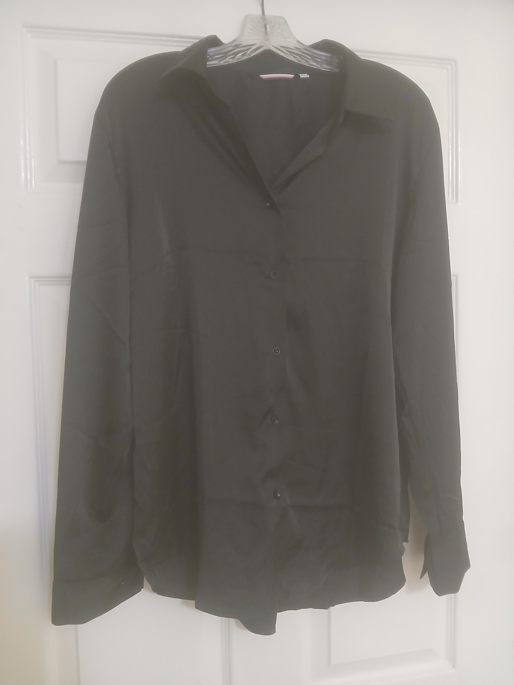 Classic Silk Black Button-Down Women's Shirt